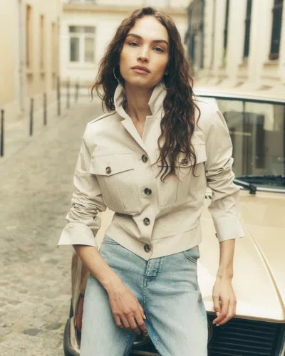 White House Black Market Cropped Utility Jacket In Pearl Dust