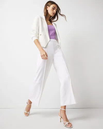 White House Black Market Cropped Wide Leg Pants In White