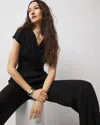 White House Black Market Crossover-front Jumpsuit In Black