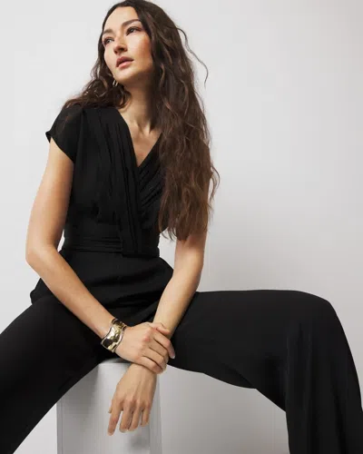 White House Black Market Crossover-front Jumpsuit In Black