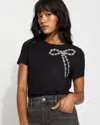 White House Black Market Crystal Bow Crewneck Tee In Black