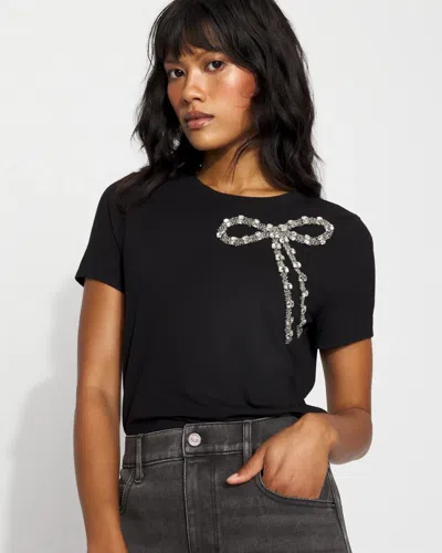 White House Black Market Crystal Bow Crewneck Tee In Black
