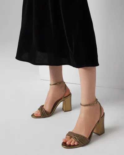 White House Black Market Crystal Embellished Strappy Heels In Bronze Metallic