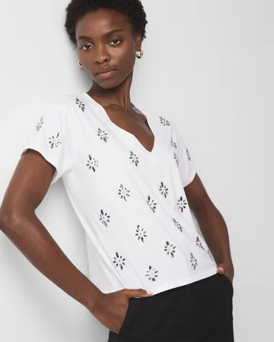 White House Black Market Crystal Embellished Tee