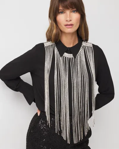White House Black Market Crystal Fringe Necklace |  In Gold