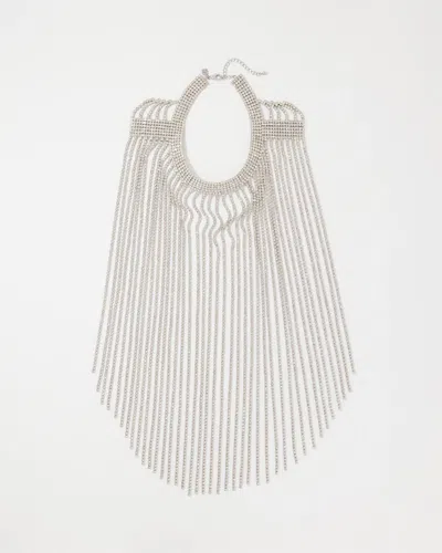 White House Black Market Crystal Fringe Necklace |  In Silver