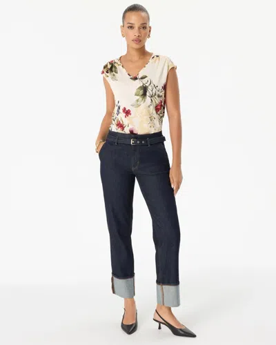 White House Black Market Cuffed High-rise Straight Ankle Jeans In Dark Wash Denim