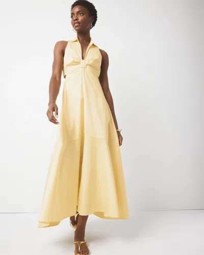 White House Black Market Cut-out Collared Dress In Yellow