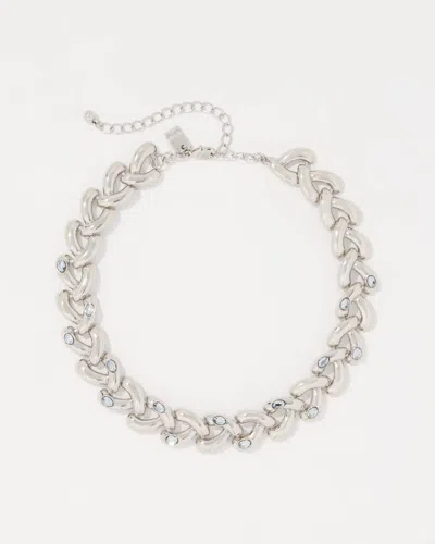 White House Black Market Denim Blue Glass Stone Necklace |  In Silver