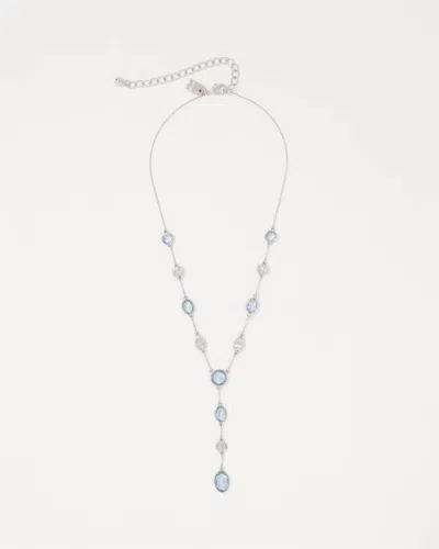 White House Black Market Denim Blue Glass Stone Y-necklace |  In Silver