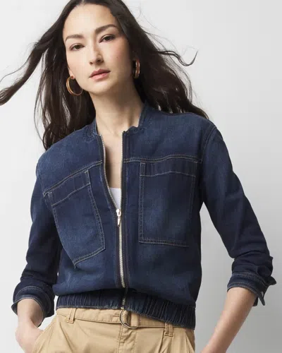 White House Black Market Denim Bomber Jacket In Lune Authentic