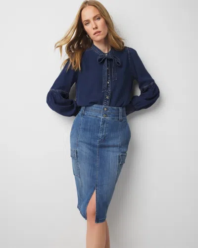 White House Black Market Denim Cargo Skirt In Paradise Original
