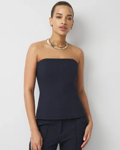 White House Black Market Denim-look Bustier Top In Blue