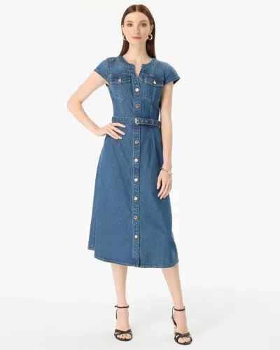 White House Black Market Denim Midi Shirt Dress In Blue