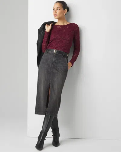 White House Black Market Denim Midi Skirt In Harbor Night