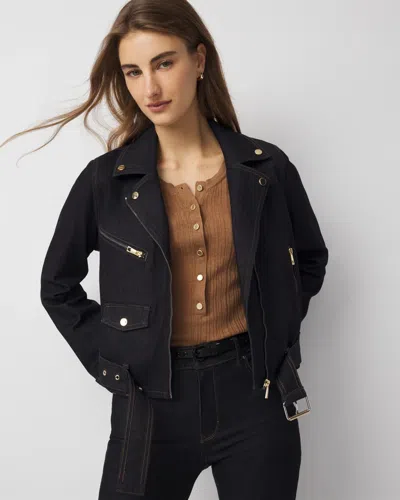 White House Black Market Denim Moto Jacket In Blue