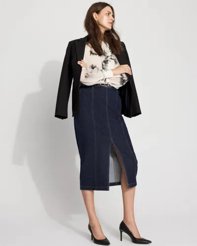 White House Black Market Denim Pencil Skirt In Blue