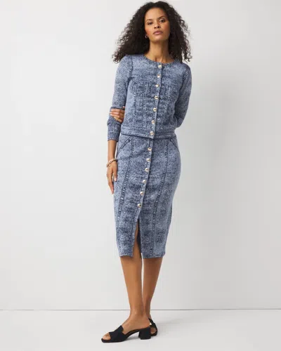 White House Black Market Denim Print Sweater Skirt