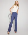 White House Black Market Denim Print Trousers In Blue