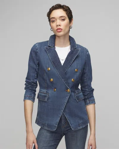 White House Black Market Denim Studio Blazer In Medium Wash Denim