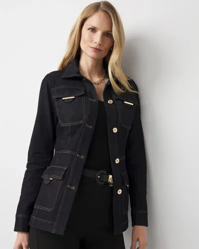 White House Black Market Denim Utility Jacket In Blue