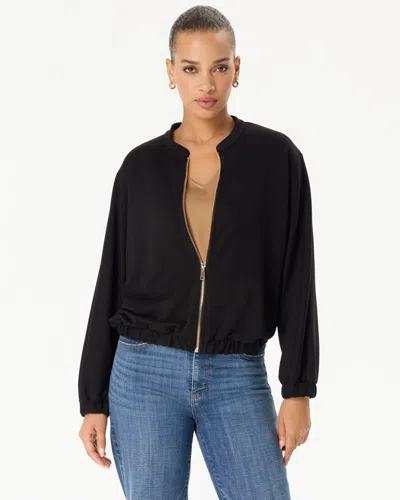 White House Black Market Dolman Sleeve Zip-up Jacket In Black