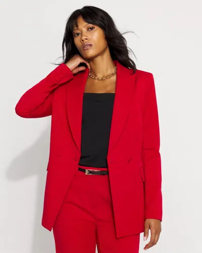 White House Black Market Double-breasted Blazer In Red