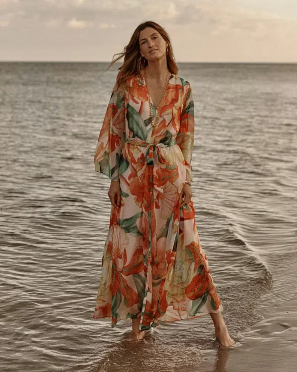 White House Black Market Drama Maxi Dress In Jungle Flower Xl Ecru