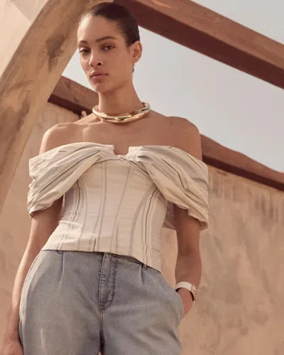 White House Black Market Drama Sleeve Bustier Top