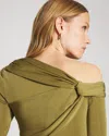 White House Black Market Draped Jersey Top With Twist Details In Green