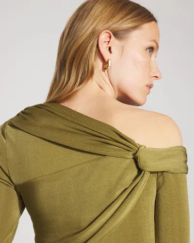 White House Black Market Draped Jersey Top With Twist Details In Green