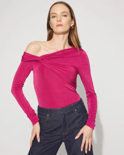 White House Black Market Draped Jersey Top With Twist Details In Pink