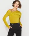 White House Black Market Draped Jersey Top With Twist Details In Yellow
