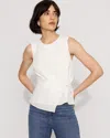 White House Black Market Draped Waist Shell In White