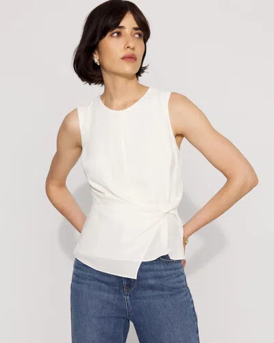 White House Black Market Draped Waist Shell In White