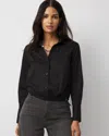 White House Black Market Drawstring Poplin Shirt In Black