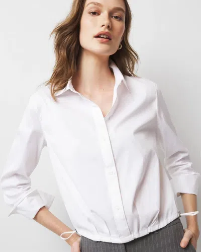 White House Black Market Drawstring Poplin Shirt In White