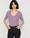 White House Black Market Elbow Sleeve Charm Tee In Purple