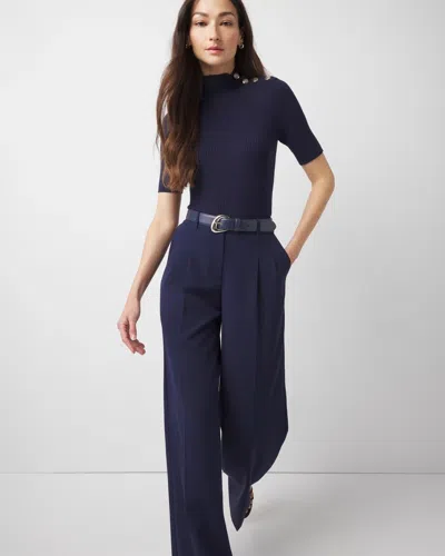 White House Black Market Elbow Sleeve Mock Neck Sweater In Officer Blue