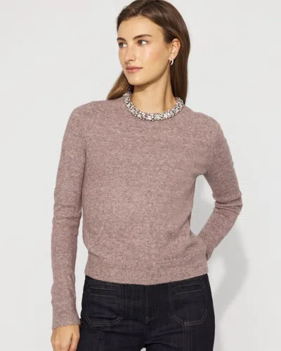 White House Black Market Embellished Crewneck Pullover Sweater