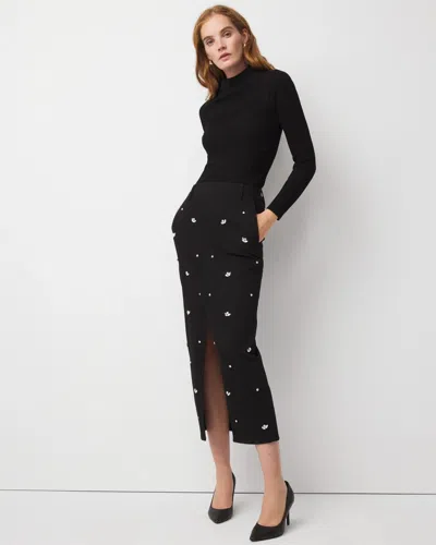 White House Black Market Embellished Denim Maxi Skirt