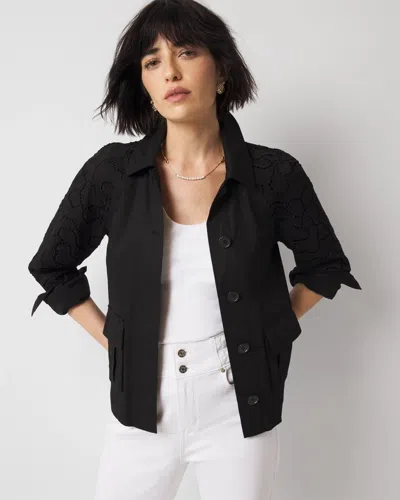 White House Black Market Embroidered Cargo Jacket In Black