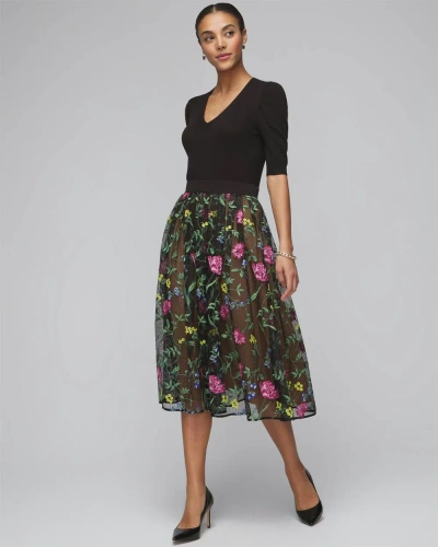 White House Black Market Embroidered Fit & Flare Skirt In Springtime Embroidery