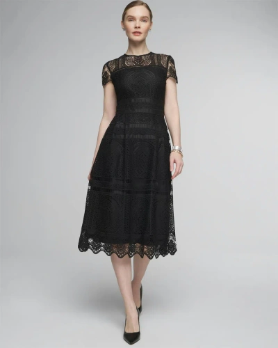 White House Black Market Embroidered Lace Fit & Flare Dress In Black