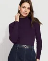 White House Black Market Essential Mock Neck Ribbed Sweater In Purple
