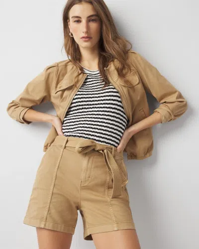 White House Black Market Extra High-rise Belted Jean Shorts In Neutral