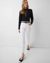 White House Black Market Extra High-rise Double Waistband Straight Ankle Jeans In White
