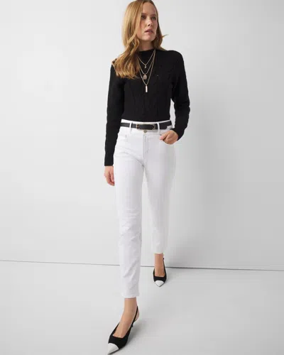 White House Black Market Extra High-rise Double Waistband Straight Ankle Jeans In White
