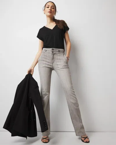 White House Black Market Extra High-rise Novelty Button Bootcut Jeans In Mist Gray