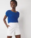White House Black Market Extra High-rise Novelty Waist Denim Jean Shorts In White